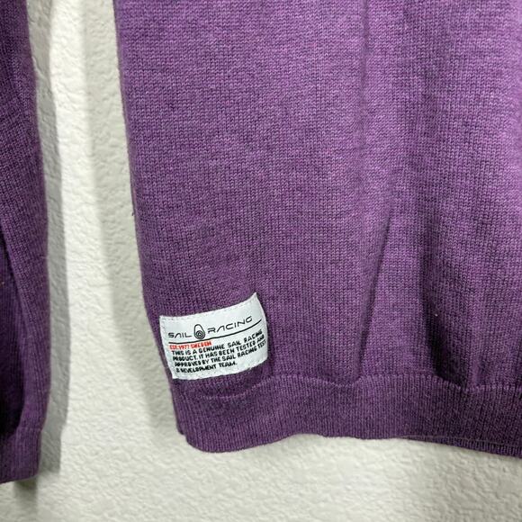 Sail Racing Womens Small Sweater Purple Gray Colorblock Cotton Button Shoulder - Picture 6 of 9
